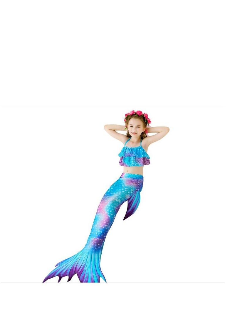 XiuWoo 3-Piece Mermaid Bathing Swimsuit Set 130CM - Image 5