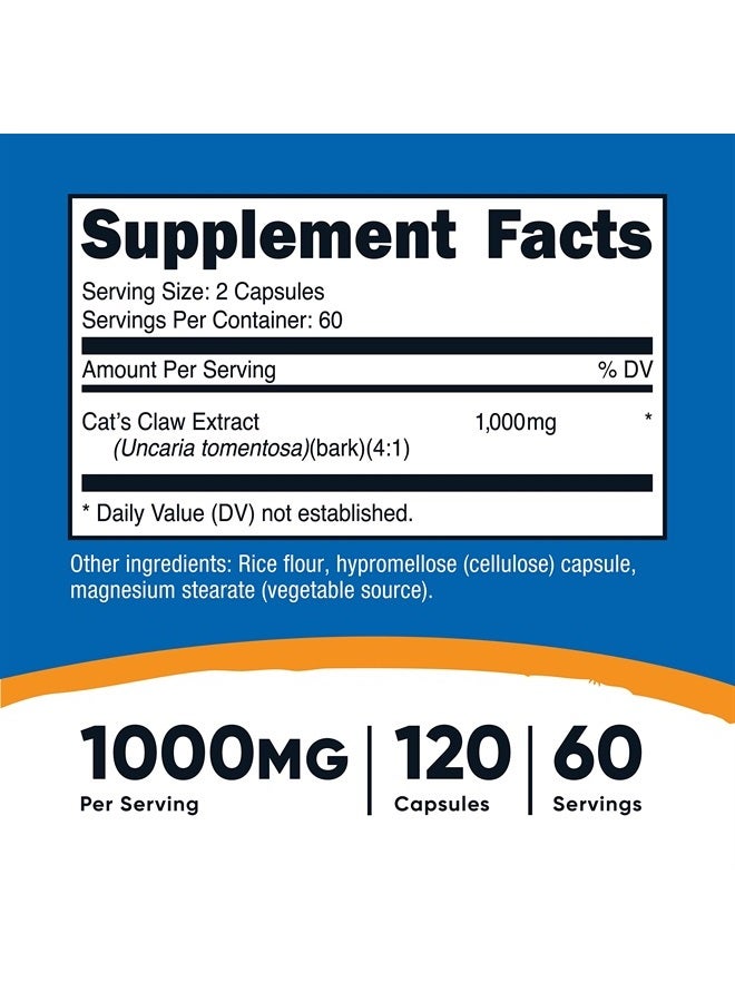 Nutricost Cat's Claw 1000mg, 120 Capsules - Vegetarian Caps, Non-GMO and Gluten Free, 60 Servings - Image 2