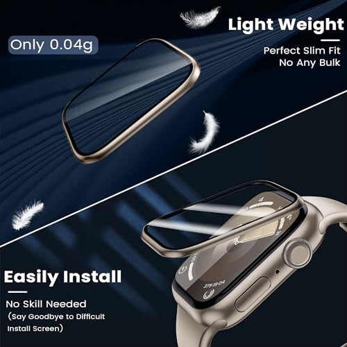 Mr Shield Mr.Shield Tempered Glass Screen Protector Guard For Apple Watch Series 10 SE 42mm, Titanium Alloy [Upgrade Zero Bubble] [Metal Frame] - Gold - Image 4