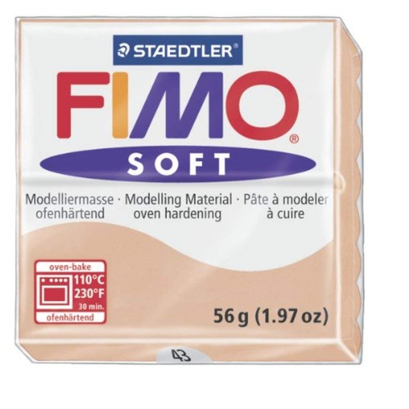 Staedtler Fimo Soft Flesh 43 Oven Bake Modelling Clay Moulding Polymer Block Colour 56g 1 Pack