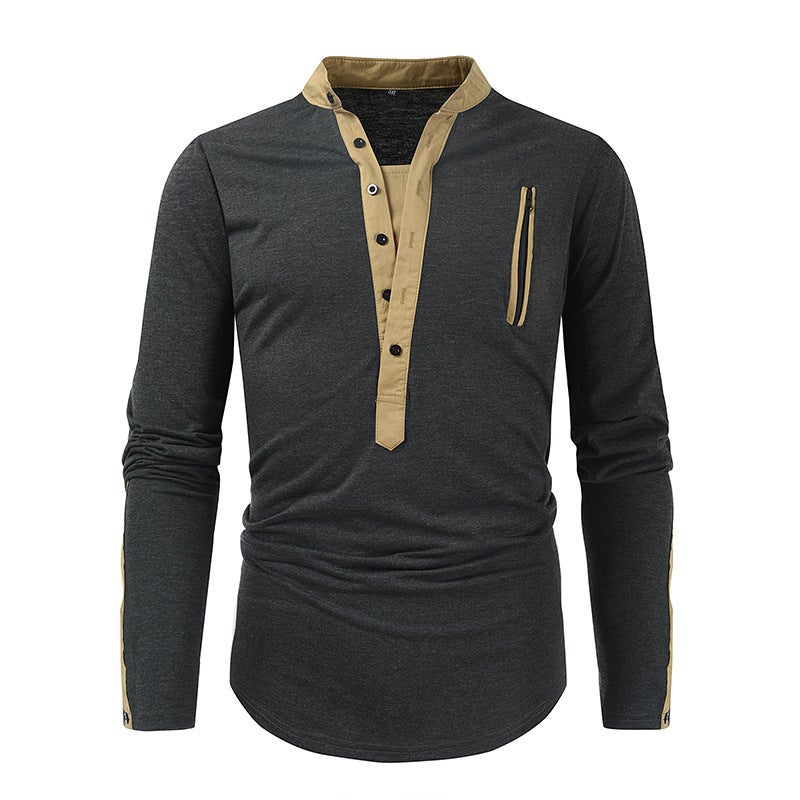 2025 Independent Station Summer Men'S Outdoor Tactical Zipper Comparison Color Henry T-Shirt - Image 2