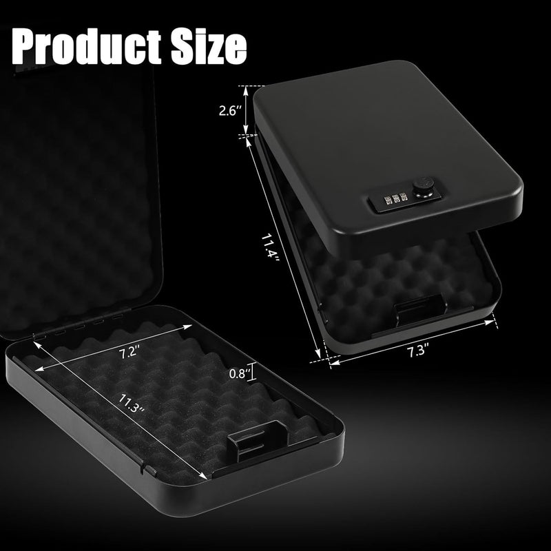 Dalmbox Gun Safe for Pistols Small Handgun Lock Box with Combination Lock Portable Travel Pistol Safe for Car, Home, Travel - Image 2