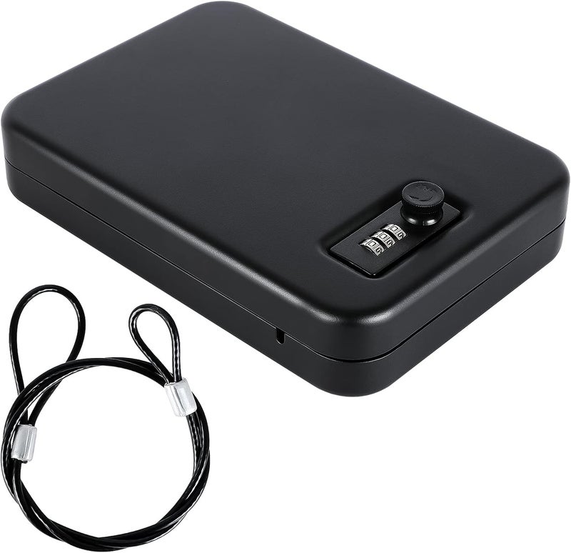 Dalmbox Gun Safe for Pistols Small Handgun Lock Box with Combination Lock Portable Travel Pistol Safe for Car, Home, Travel - Image 1