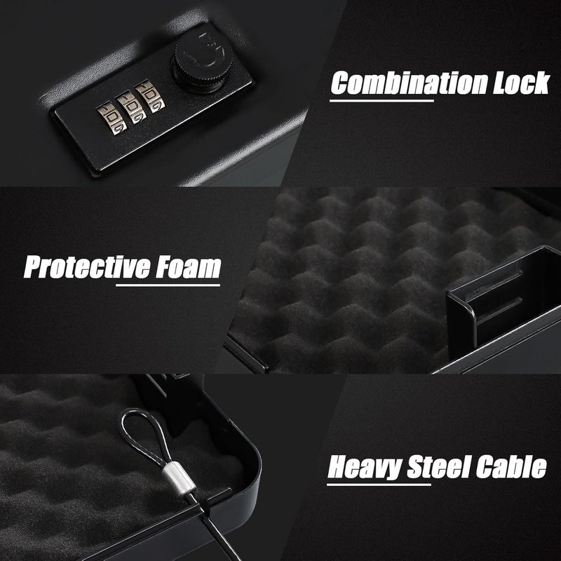 Dalmbox Gun Safe for Pistols Small Handgun Lock Box with Combination Lock Portable Travel Pistol Safe for Car, Home, Travel - Image 4