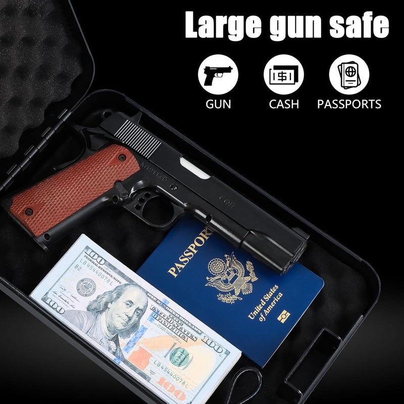 Dalmbox Gun Safe for Pistols Small Handgun Lock Box with Combination Lock Portable Travel Pistol Safe for Car, Home, Travel - Image 3