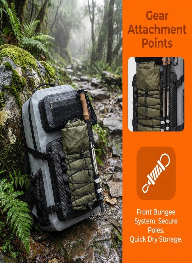 Miramrax Dry Bag Waterproof Backpack 30L Tactical Backpack for Kayaking Hiking Boating Paddle Boarding Fishing Travel Camping Beach Floating Dry Bag for Men Women (Grey) - Image 5