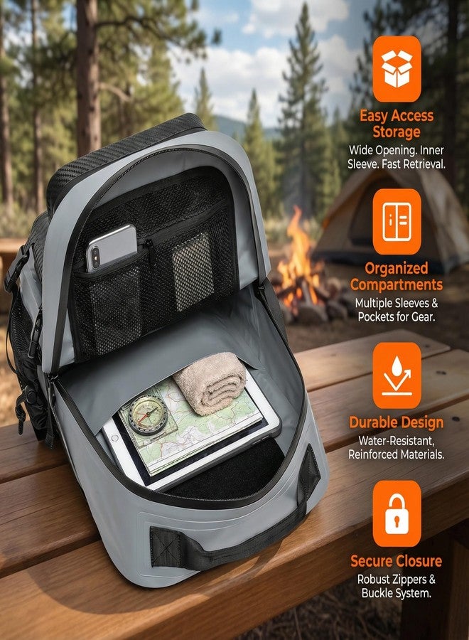 Miramrax Dry Bag Waterproof Backpack 30L Tactical Backpack for Kayaking Hiking Boating Paddle Boarding Fishing Travel Camping Beach Floating Dry Bag for Men Women (Grey) - Image 4