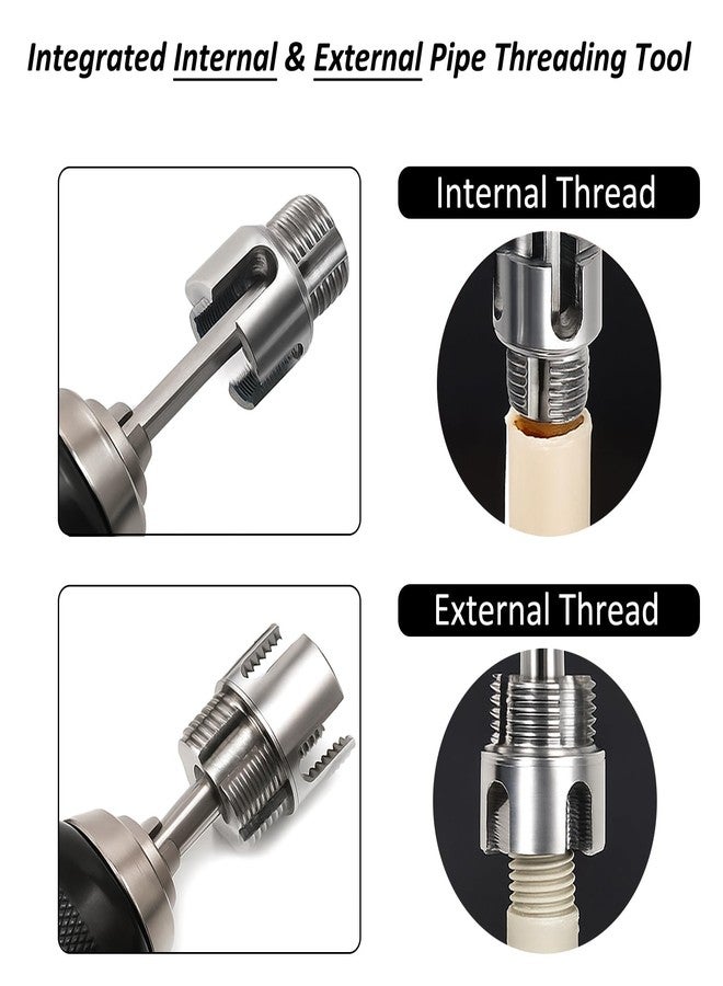 Saipe أداة تركيب خيوط الأنابيب Saipe مكونة من قطعتين مع ملحق، أداة قطع خيوط الأنابيب الداخلية والخارجية المتكاملة، طقم تركيب خيوط أنابيب المياه PVC/PPR مقاس 1/2 بوصة و3/4 بوصة (DN15/DN20) أداة التنصت مثقاب الخيوط - Image 3