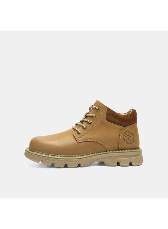 Mellen Low-top Round Toe Fashion Boots Vintage Leather Anti-slip Wear-resistant Martin Boots Mf797301 Yellow Brown Size 41 - Image 1