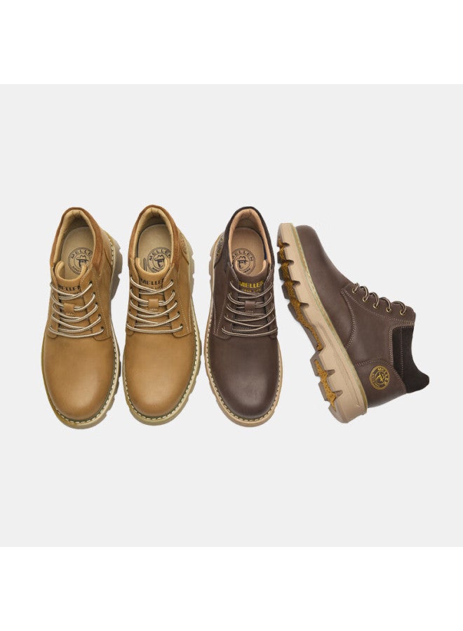 Mellen Low-top Round Toe Fashion Boots Vintage Leather Anti-slip Wear-resistant Martin Boots Mf797301 Yellow Brown Size 41 - Image 4