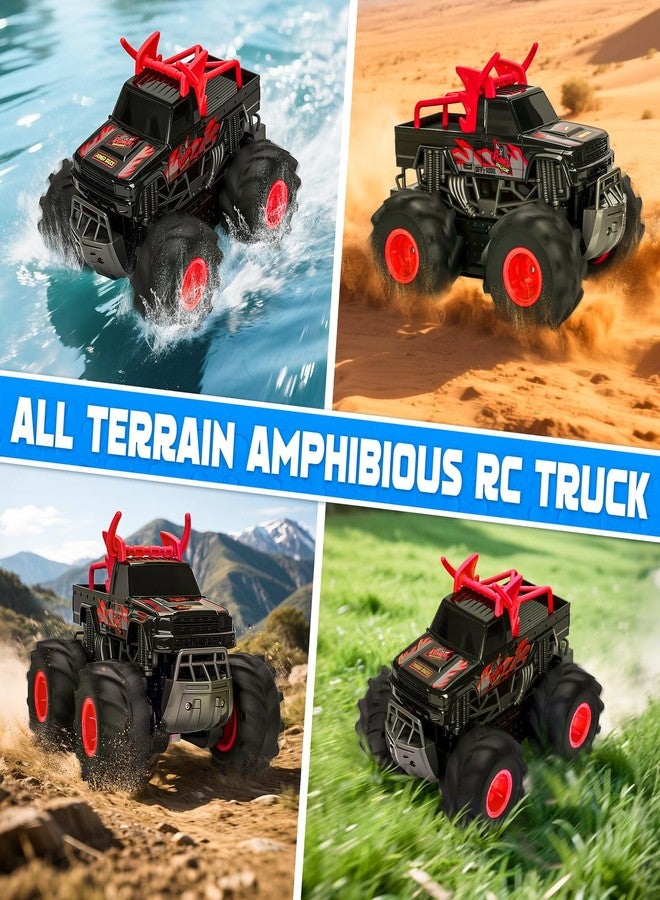 BainGesk Remote Control Monster Truck Toys, 1:16 Amphibious Waterproof RC Car, 2.4GHz 4WD All Terrain Toys with 2 Rechargeable Batteries, Off-Road Truck Gifts for 6 7 8 9 10 11 12 Year Old Boys - Image 5