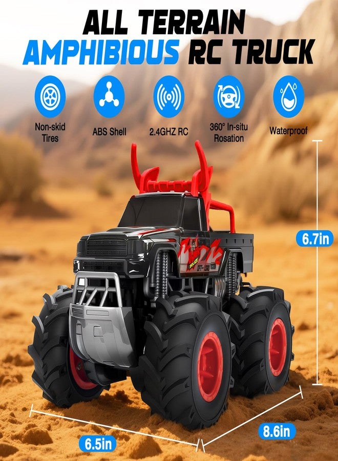 BainGesk Remote Control Monster Truck Toys, 1:16 Amphibious Waterproof RC Car, 2.4GHz 4WD All Terrain Toys with 2 Rechargeable Batteries, Off-Road Truck Gifts for 6 7 8 9 10 11 12 Year Old Boys - Image 4
