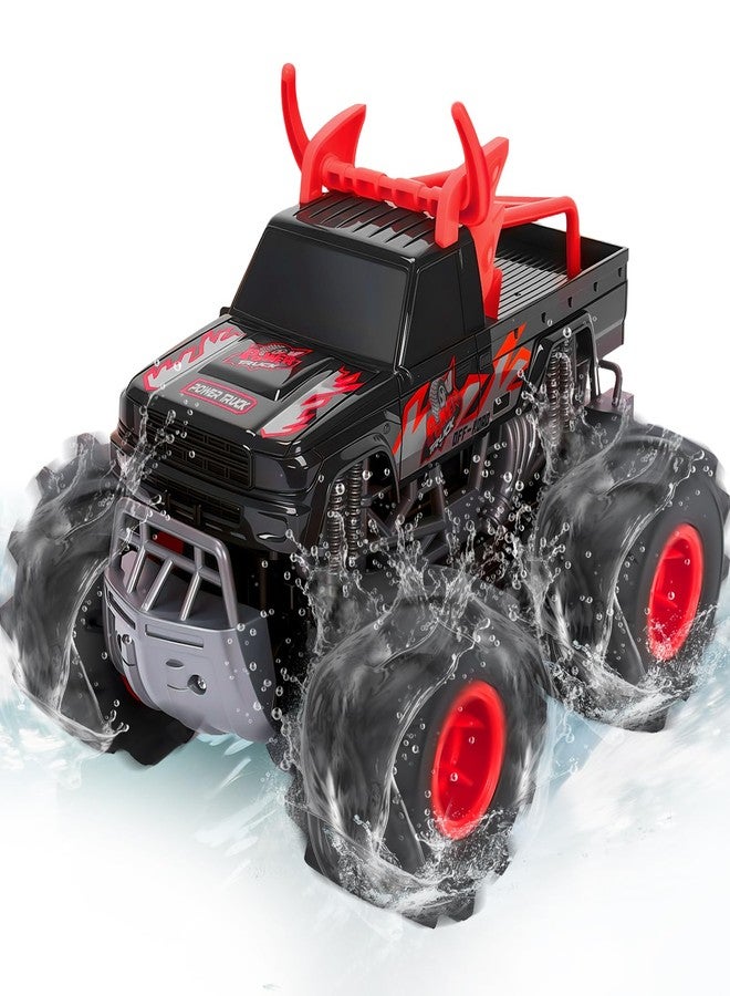 BainGesk Remote Control Monster Truck Toys, 1:16 Amphibious Waterproof RC Car, 2.4GHz 4WD All Terrain Toys with 2 Rechargeable Batteries, Off-Road Truck Gifts for 6 7 8 9 10 11 12 Year Old Boys - Image 1