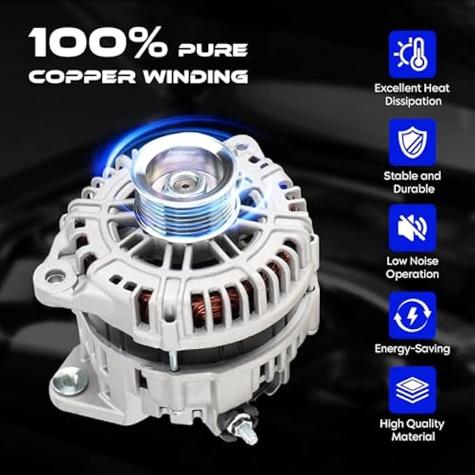 SEHNSUCHT New Alternator Replacement Fit for Nissan Frontier 4.0L 2005-2007, for Nissan Pathfinder S 4.0L 2006-2007 XE 2005 4.0L, for Nissan Xterra 2005-2007 4.0L, 110 Amp, Replace for 11121 23100-EA20B - Image 5
