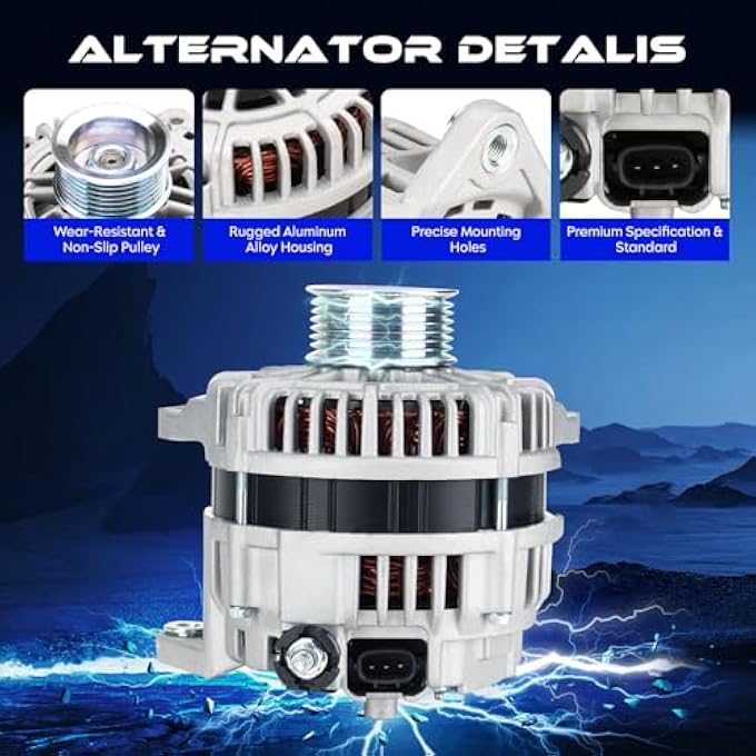 SEHNSUCHT New Alternator Replacement Fit for Nissan Frontier 4.0L 2005-2007, for Nissan Pathfinder S 4.0L 2006-2007 XE 2005 4.0L, for Nissan Xterra 2005-2007 4.0L, 110 Amp, Replace for 11121 23100-EA20B - Image 2