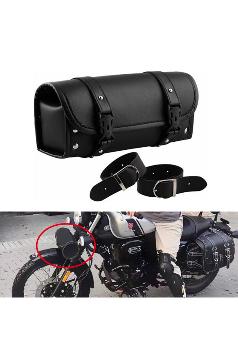 حقائب جانبية سوداء للدراجات النارية من الجلد الصناعي، حقيبة أدوات أمامية وخلفية للشوكة، حقيبة أمتعة لدراجات هارلي تشوبر وبوبر سي آر