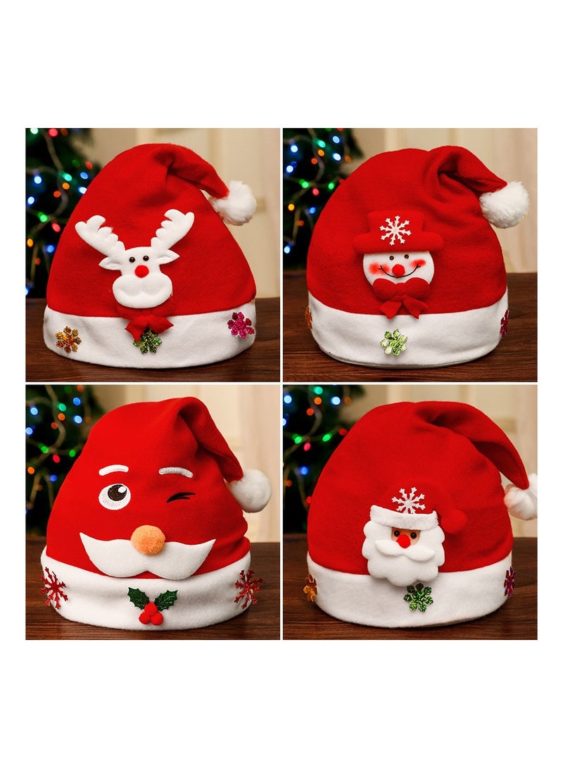 4-Piece Santa Hat Adult Children Cartoon Dress Up Holiday Gift  Party Decoration