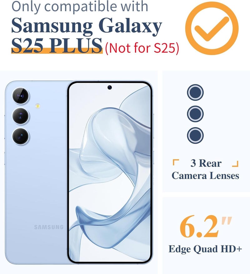 VONZEE Clear Logo Electroplating Transparent Clear Case for Samsung S25 Plus 5G, Magnetic Plating Electroplate TPU Cover, Individual Camera Protection for Each Lens-Blue - Image 2