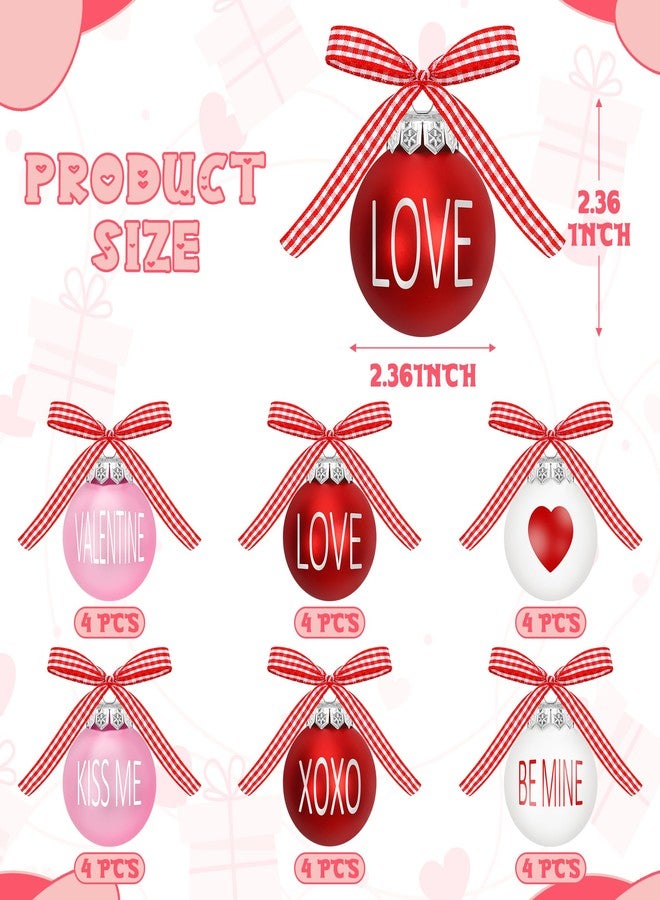 Melisheer 24PCS Ball Ornaments, 2.36 Inches Red Pink White Ball Shaped Ornaments, Cute Ball Hanging Baubles Decorations for Tree Love Day Wedding Christmas Party Supplies - Image 2