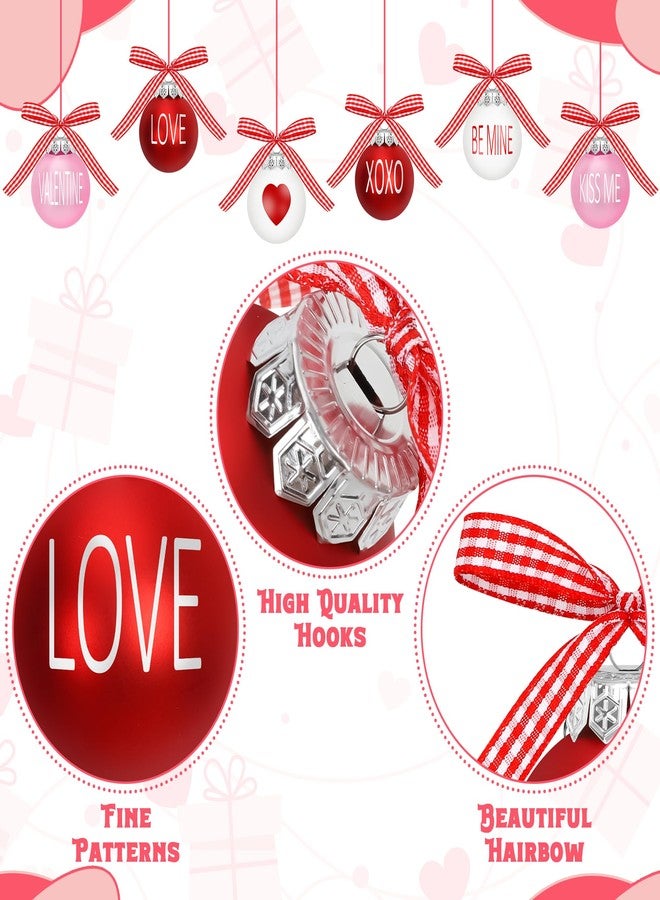 Melisheer 24PCS Ball Ornaments, 2.36 Inches Red Pink White Ball Shaped Ornaments, Cute Ball Hanging Baubles Decorations for Tree Love Day Wedding Christmas Party Supplies - Image 3