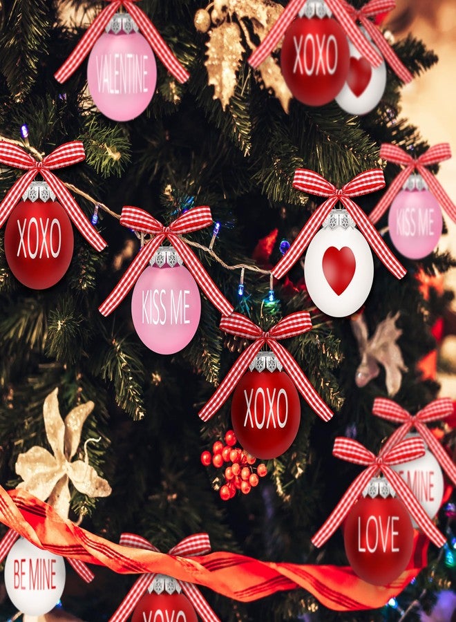 Melisheer 24PCS Ball Ornaments, 2.36 Inches Red Pink White Ball Shaped Ornaments, Cute Ball Hanging Baubles Decorations for Tree Love Day Wedding Christmas Party Supplies - Image 5