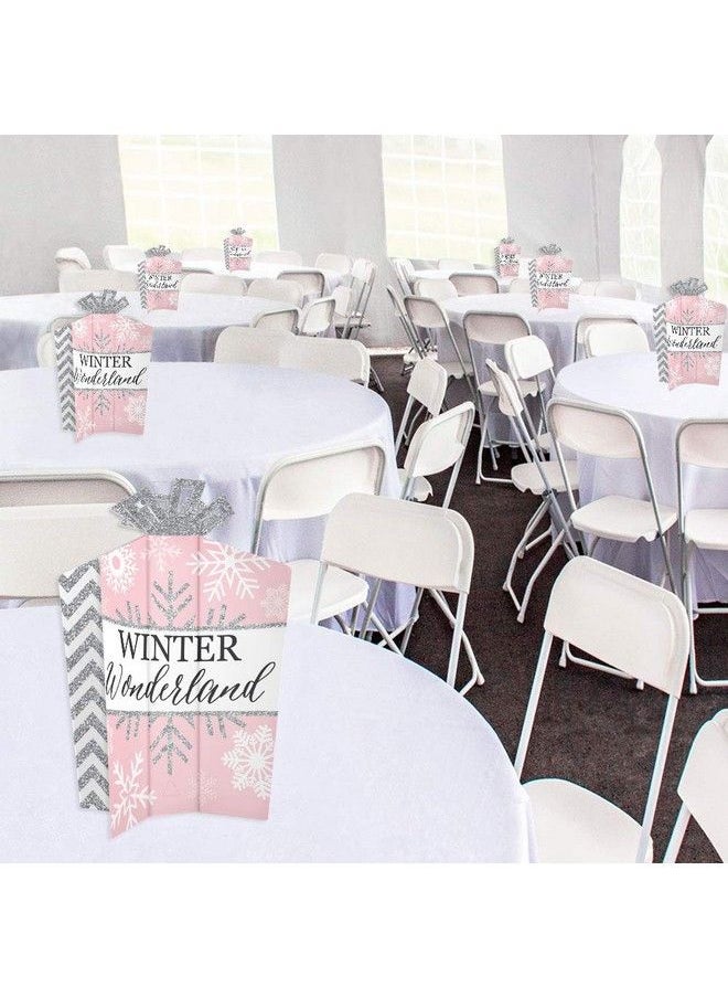 Big Dot of Happiness Pink Winter Wonderland Table Decorations Holiday Snowflake Birthday Party And Baby Shower Fold And Flare Centerpieces 10 Count  - Image 5