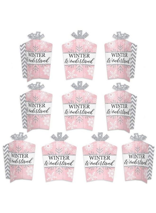 Big Dot of Happiness Pink Winter Wonderland Table Decorations Holiday Snowflake Birthday Party And Baby Shower Fold And Flare Centerpieces 10 Count  - Image 2