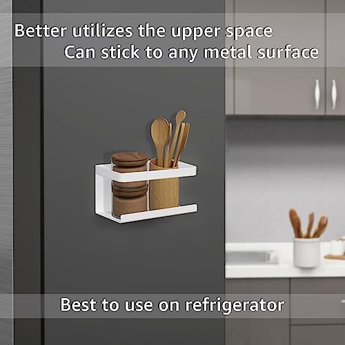 Plantex GI Steel Multi-Purpose Magnetic Shelf for Home/Fridge Organizer Spice Rack with Paper-Towel Holder/Kitchen Rack for Refrigerator (Big-Black) - Image 2