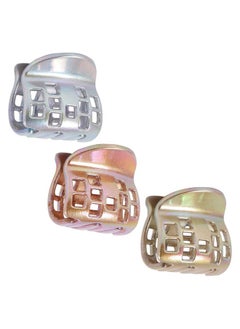 MISSY Missy Square Engraved Jawclips, Multicolor, 17 g (Pack of 3)  - Image 1