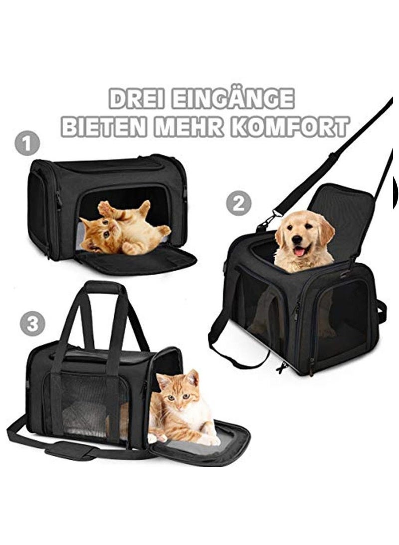 Soft-sided cat and dog carrier with fleece pillow for cats and small dogs, comfortable portable travel carrier for pets, safe for car seats - Image 2