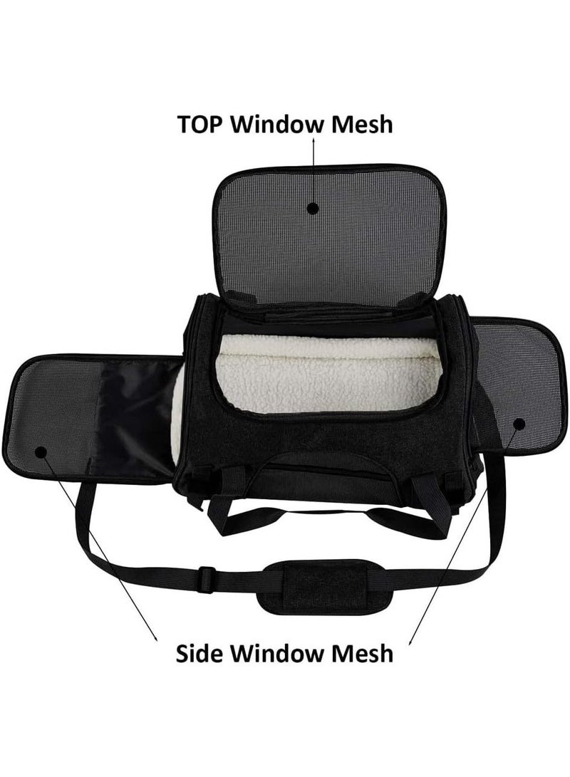 Soft-sided cat and dog carrier with fleece pillow for cats and small dogs, comfortable portable travel carrier for pets, safe for car seats - Image 3