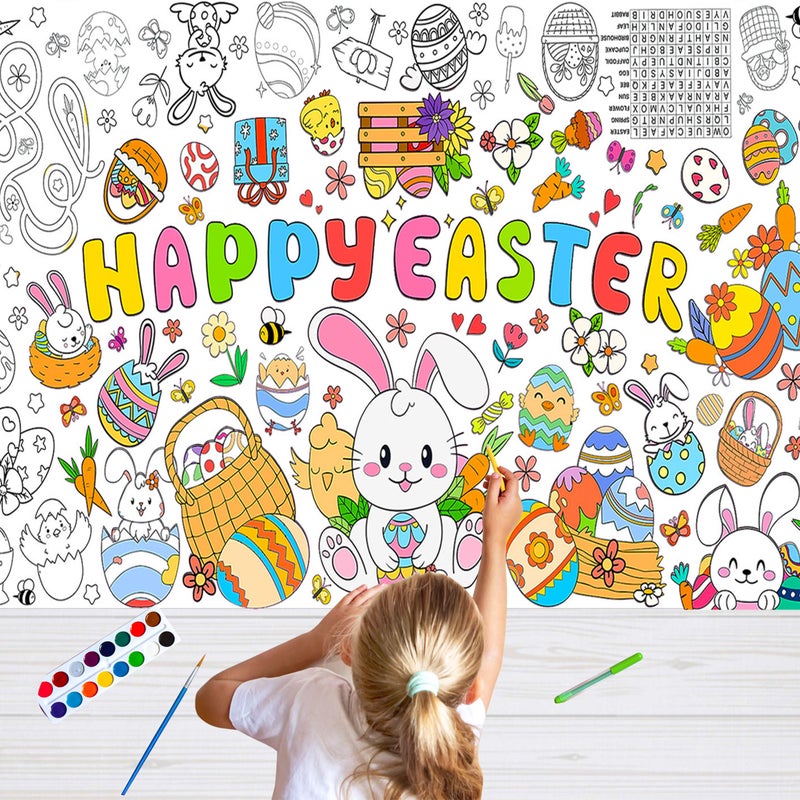 CUUSNNY Easter Coloring Tablecloth for KidsGiant Coloring Poster Art Crafts Table Cover for Easter Party Decorations Supplies 315 x 72 Inches - Image 2