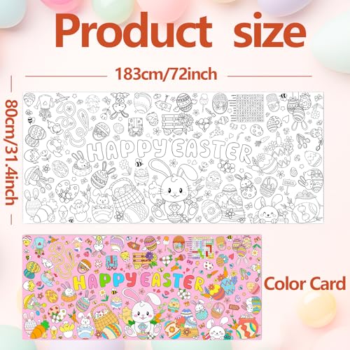 CUUSNNY Easter Coloring Tablecloth for KidsGiant Coloring Poster Art Crafts Table Cover for Easter Party Decorations Supplies 315 x 72 Inches - Image 3