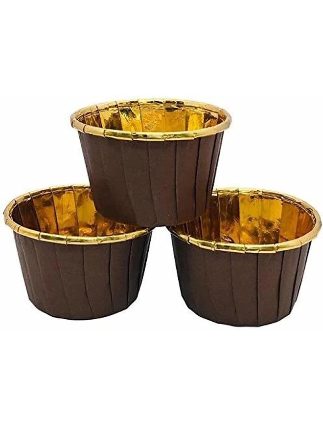 Bakerelation Bake and Serve Cupcake Liner Muffin Cups Baking Moulds Brown Golden - 10 Pcs Size is 50x40 - Image 1