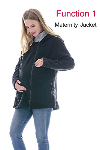 Smallshow Womens Fleece Zip Up Maternity Baby Carrier Hoodie Sweatshirt Jacket,Black,Medium - Image 3