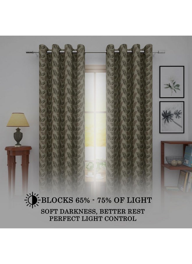 Story@Home Story@Home Window Room Darkening Curtains 5 Feet Set of 2 | Leaf Design Window Curtain | Thermal Insulated Curtains | Curtains for Living Room | (116 x 152 cm, Brown) | Perfect for Home Decor  - Image 3