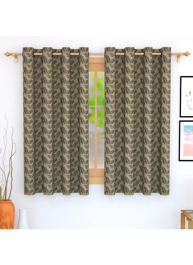 Story@Home Story@Home Window Room Darkening Curtains 5 Feet Set of 2 | Leaf Design Window Curtain | Thermal Insulated Curtains | Curtains for Living Room | (116 x 152 cm, Brown) | Perfect for Home Decor  - Image 4
