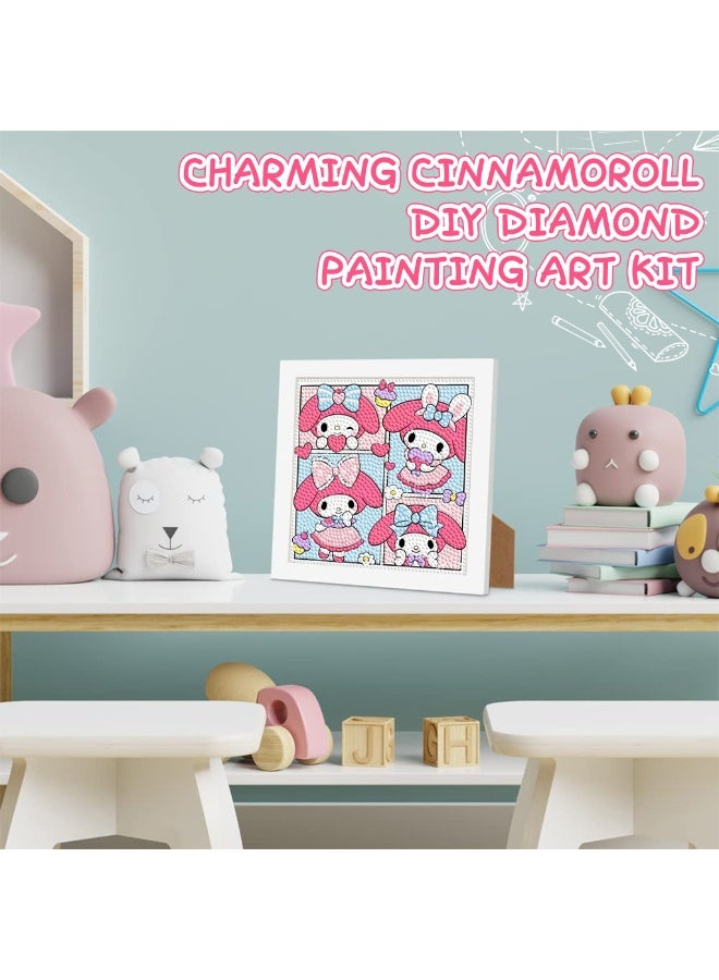 HANNEA® 5D Diamond Painting Kit for Kids, 7 X 7 Inch DIY Diamond Art Set with Wooden Frame, Cute Diamond Painting Craft Supplies DIY Full Dril Arts for Boys Girls Beginners, Desk Decoration - Image 3