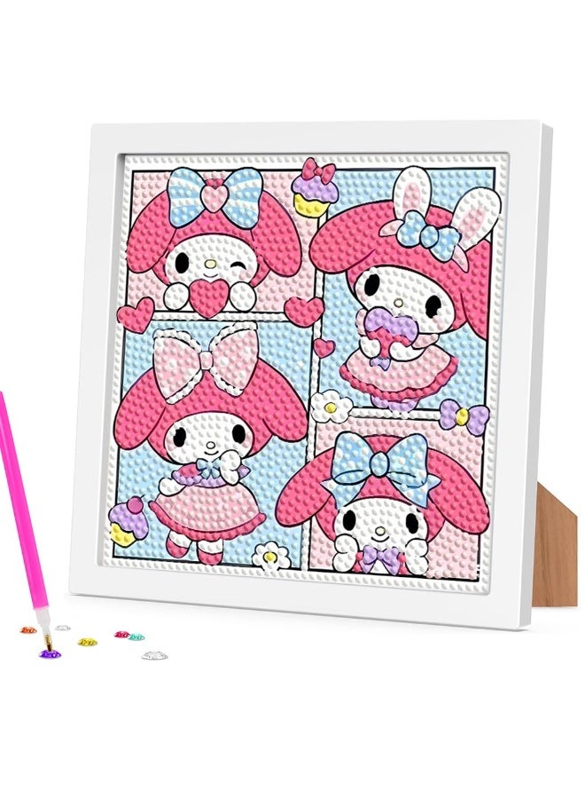 HANNEA® 5D Diamond Painting Kit for Kids, 7 X 7 Inch DIY Diamond Art Set with Wooden Frame, Cute Diamond Painting Craft Supplies DIY Full Dril Arts for Boys Girls Beginners, Desk Decoration - Image 1