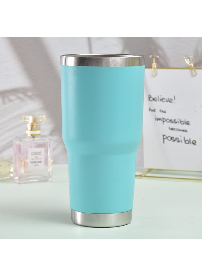 Stainless Steel Double-layer Thermos Cup With Lid Large Capacity 30oz Car Cup Spray Plastic Personality Car Beer Cup