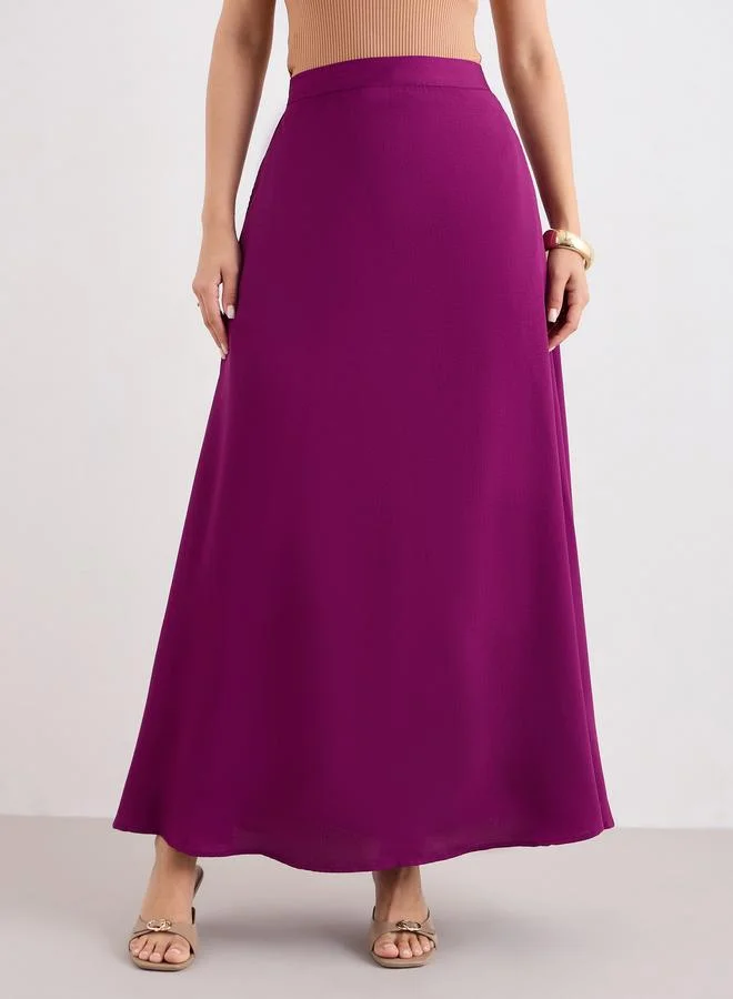 ستايلي تنورة طويلة سادة بفتحة جانبية