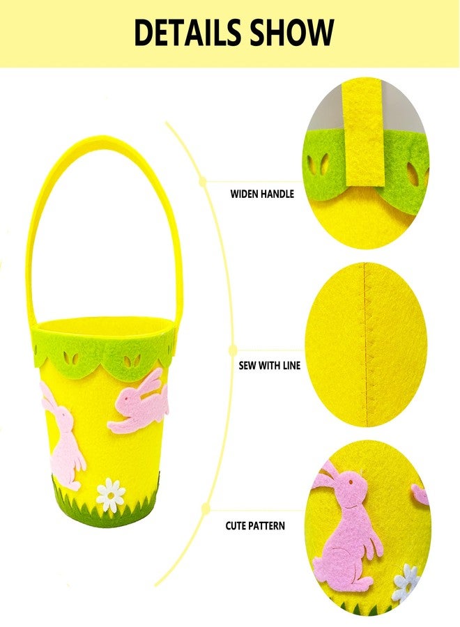 Prudance Easter Felt Baskets Easter Egg Bunny Hunting Basket with Handle Easter Party Decorations - Image 3