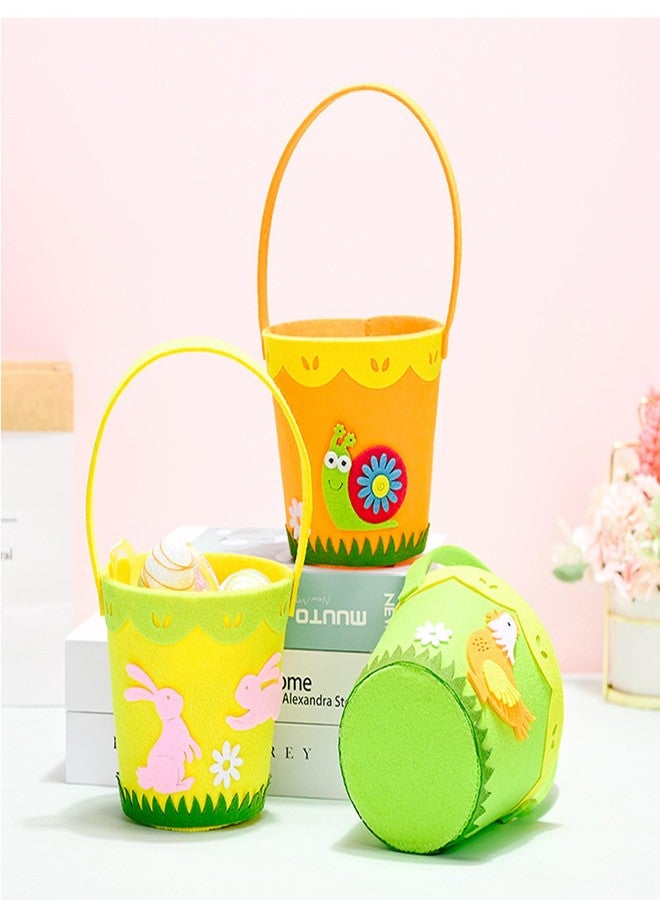 Prudance Easter Felt Baskets Easter Egg Bunny Hunting Basket with Handle Easter Party Decorations - Image 5