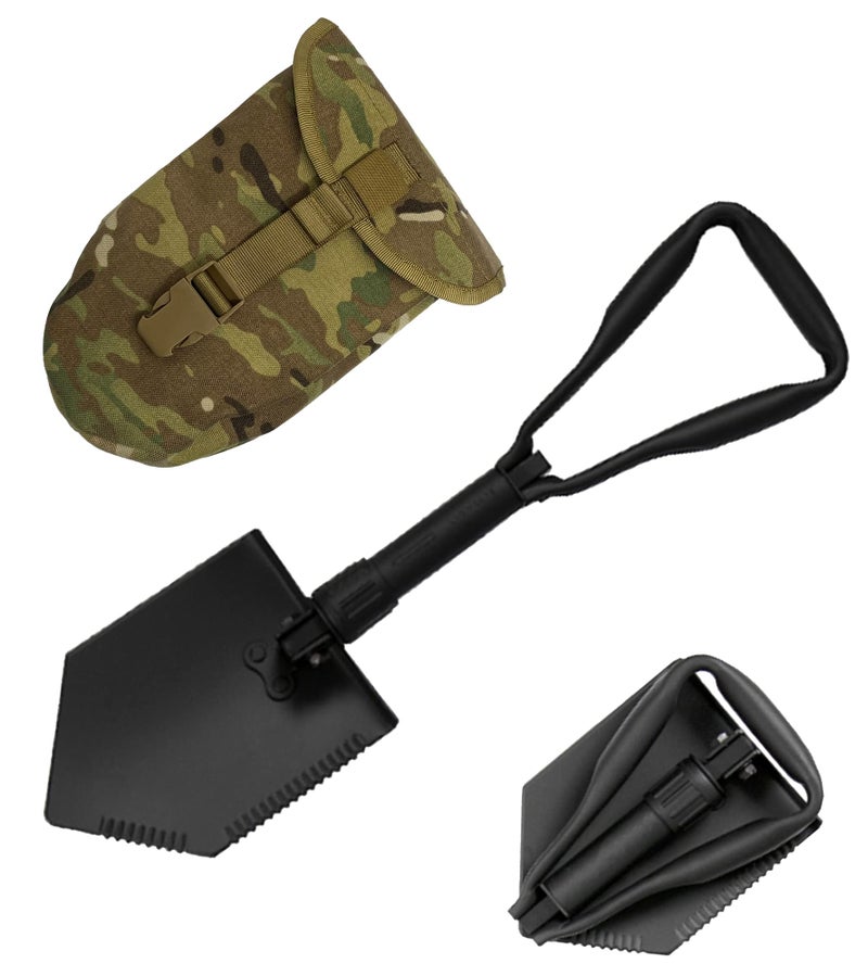 Usgi Industries Military Style Shovel | Tri-Fold Entrenching Tool With Serrated Edge | Lightweight  Foldable  Compact  Multi-Use Perfect For Camping  Survival  Trenching (Ocp Cover) - Image 1