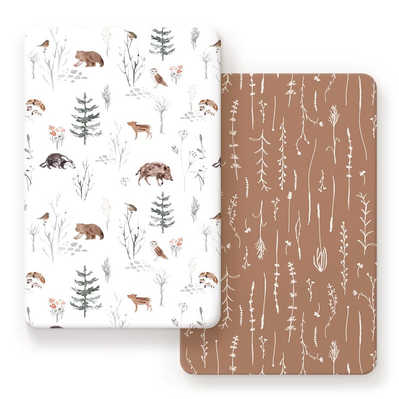 Pack n Play Sheets Fitted 2 Pack Stretchy Ultra Soft Jersey Knit Pack and Play Sheets Universal Fitted PortableMini Crib Mattresses Snug and Safe Stylish Pattern of Jungle Animals