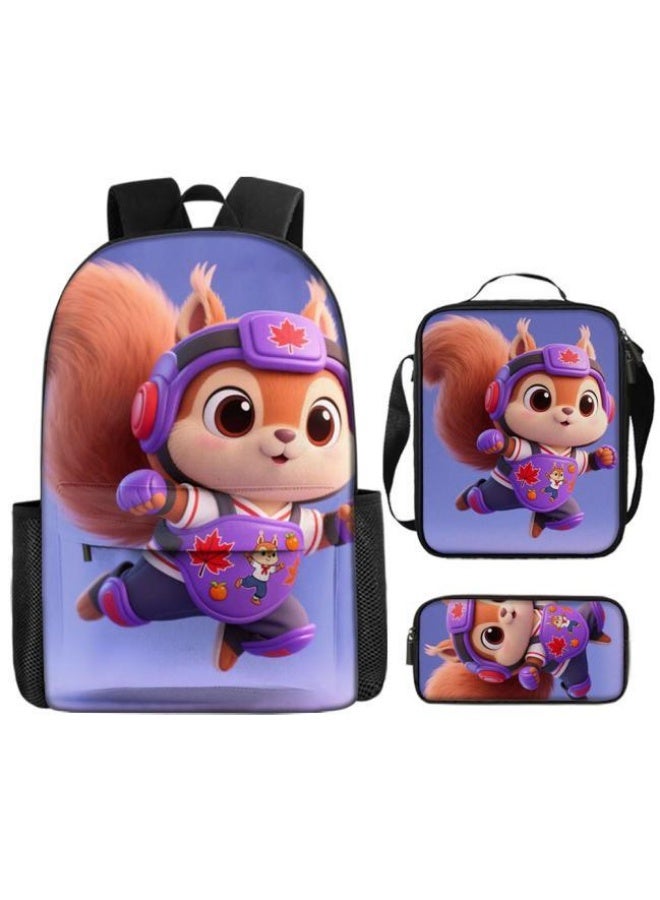 Bright Li Fire Unlock the new fashion of childish fun! Three-piece set of bags, cartoon elements for children and teenagers (students, children, friends' outings, mountain climbing, schooling, etc. can be used) - 5 - Image 2