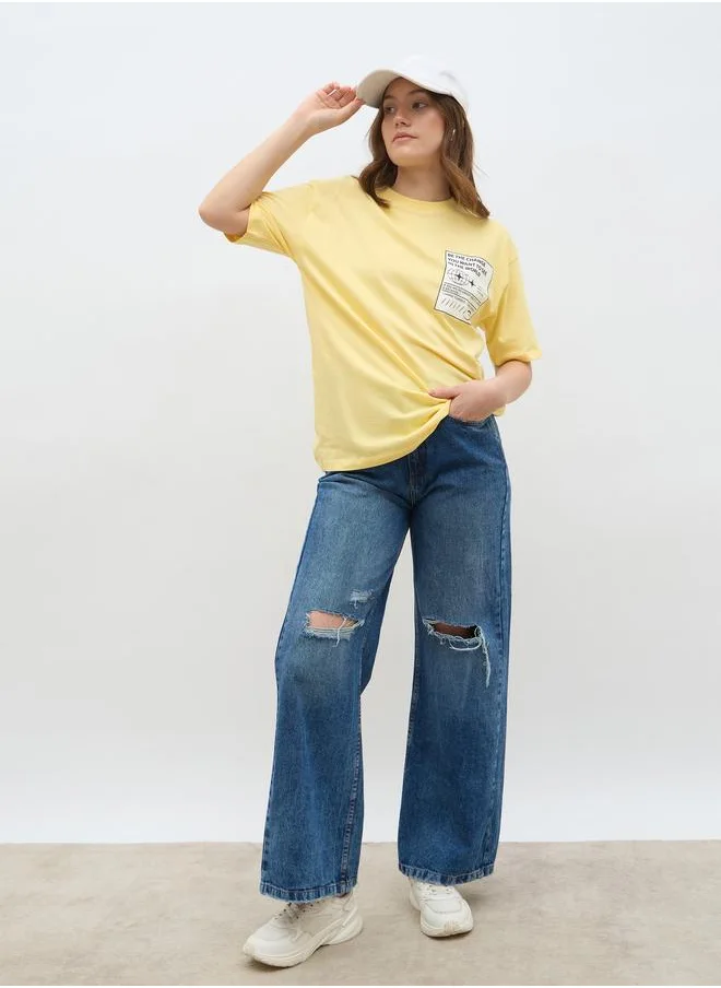 ستايلي Styli Graphic Print Oversized T-Shirt