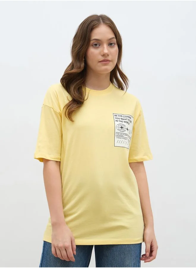 ستايلي Styli Graphic Print Oversized T-Shirt