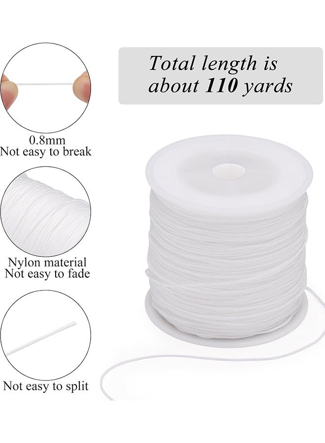 Wffo 2 Rolls White Nylon String - 0.8mm Nylon Thread Chinese Knotting Cord Tarred Twine Outdoor String for Braided Bracelets, Beading, Necklaces, Macrame Craft, Wind Chime, Blinds, Jewelry Making （110 Yards） - Image 2