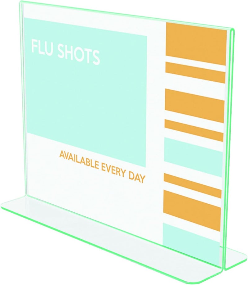 Deflecto ديفليكتو 5991890 حامل لافتات صورة ممتازة بحواف خضراء أكريليك 11 × 8 12 إدراج شفاف - Image 2